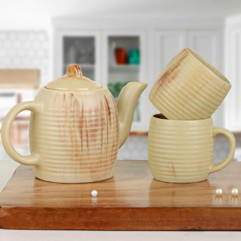 Ceramic Ivory Ring Tea Set - The Earth Store - Tea Sets